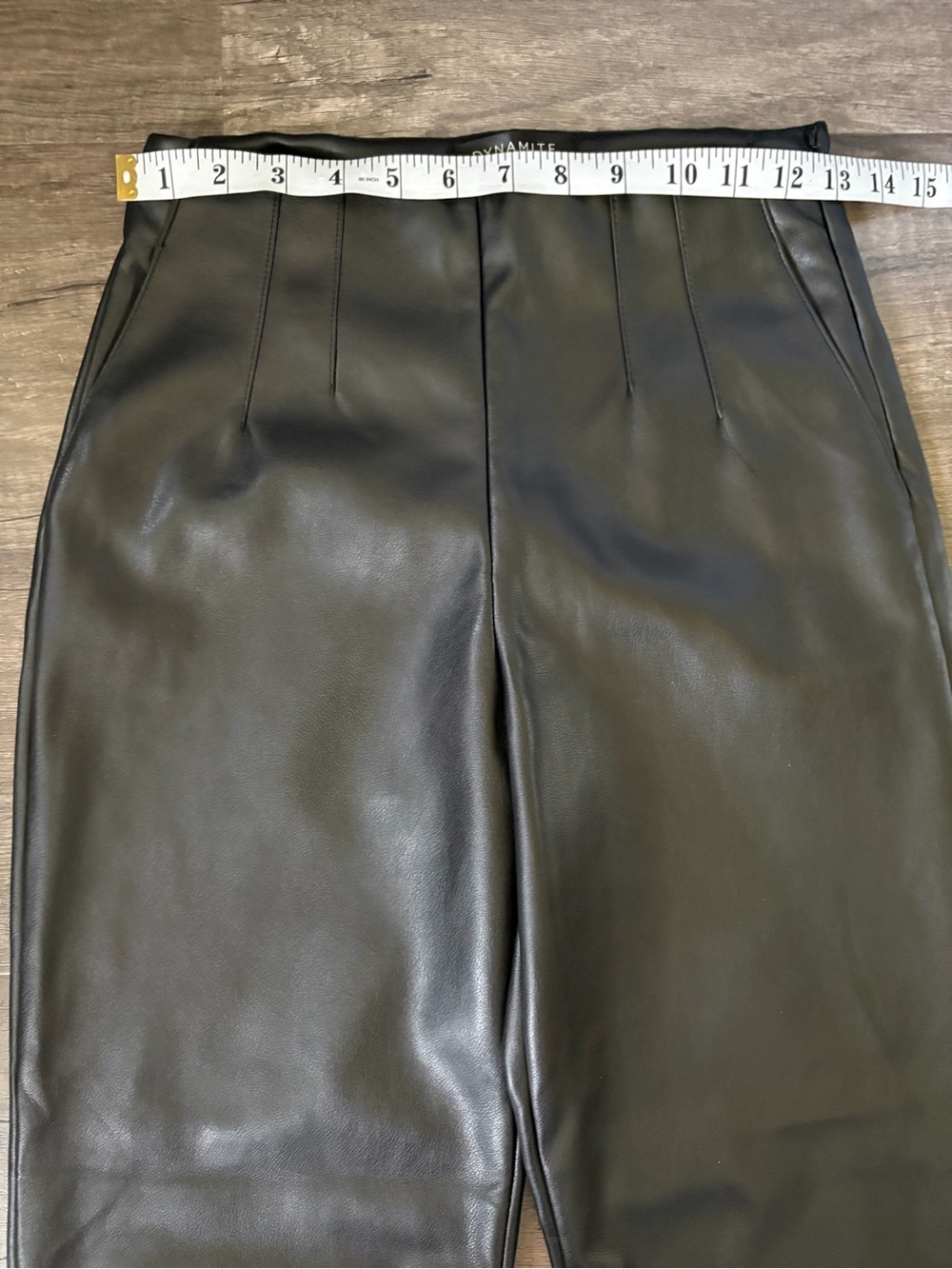 Dynamite Women’s Black Faux Leather Dress Pants - Picture 3 of 7